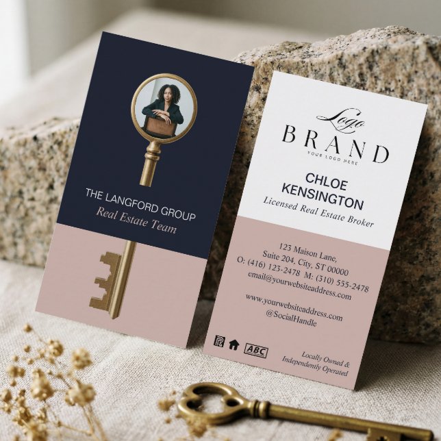 Elegant Home Real Estate Key Professional Photo Visitkort (Elegant Home Real Estate Key Professional Photo Business Card)