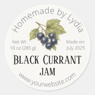 Elegant Homemade Black Currant Burk Runt Klistermärke