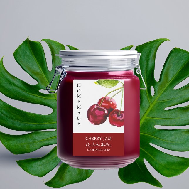 Elegant Homemade Cherry Sylt-etikett Mat Etikett (Skapare uppladdad)