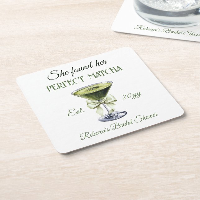 Elegant Hon Fann Sin Perfekta Matcha Bröllopsdusch Underlägg Papper Kvadrat (Vinklad)