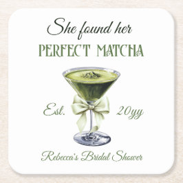 Elegant Hon Fann Sin Perfekta Matcha Bröllopsdusch Underlägg Papper Kvadrat