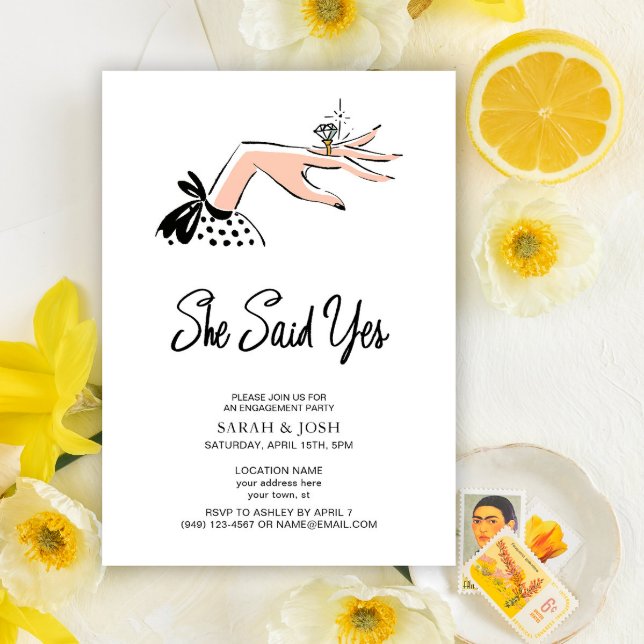 Elegant Hon sa Förlovningen Ja Kalligrafi-skript Inbjudningar (Skapare uppladdad)