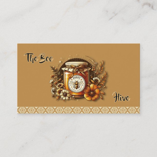 Elegant Honey Jar for Beekeepers & Honey Producers Visitkort (Framsida)