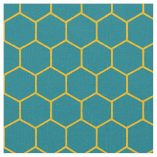 Elegant Honeycomb Mönster Abstrakt Teal Tyg