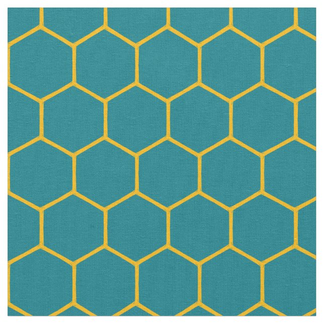 Elegant Honeycomb Mönster Abstrakt Teal Tyg (Närbild)