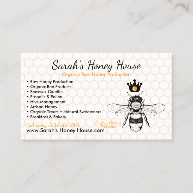 Elegant Honeycomb Professional Honey Bee Visitkort (Framsida)