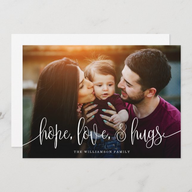 Elegant Hope Kärlek Hugs Berries Back Photo White Julkort (Fram/baksida)