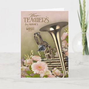 Elegant horninstrument lärare dag gratulationer kort