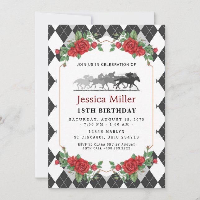 Elegant Horse Birthday Invitation Inbjudningar (Framsida)