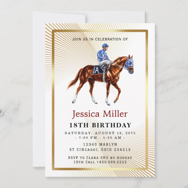Elegant Horse Birthday Invitation Inbjudningar (Framsida)
