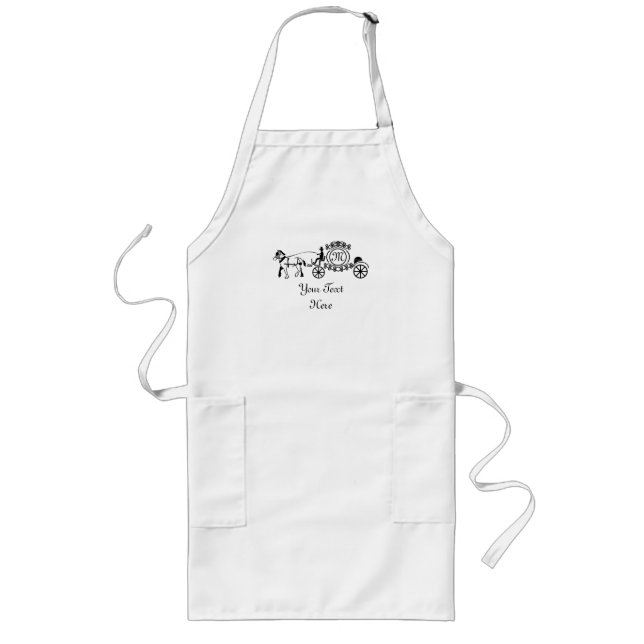 Elegant Horse Drawn Bröllop Wagon Monogram Långt Förkläde (Framsidan)