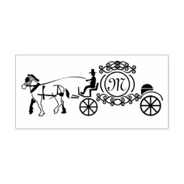 Elegant Horse Drawn Bröllop Wagon Monogram Stämpel