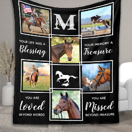 Elegant Horse Memorial Personlig Photo Collage Fleecefilt