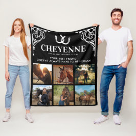 Elegant Horse Memorial Photo Collage Fleecefilt