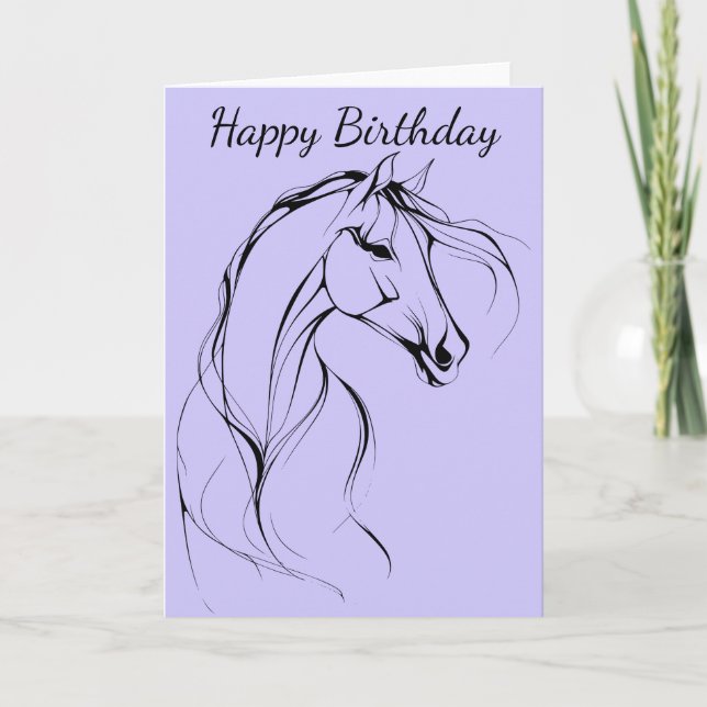 Elegant Horse Outline Silhouette Birthday Kort (Framsida)