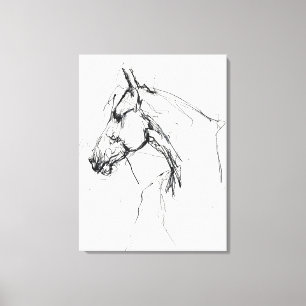 Elegant Horse Porträtt Sketch - Premium Canvastryck