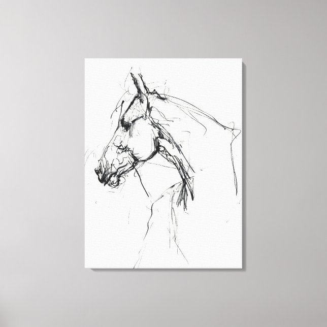Elegant Horse Porträtt Sketch - Premium Canvastryck (Framsida)