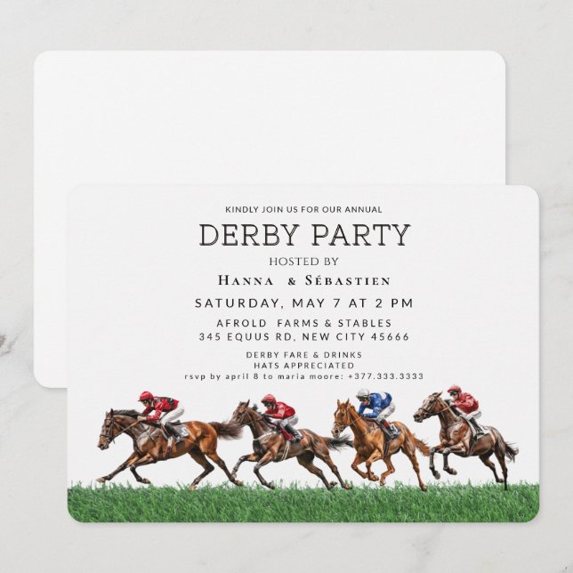 Elegant Horse Racing Garden Party Invitation Inbjudningar (Fram/baksida)