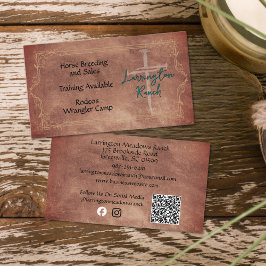 Elegant Horse Ranch Western Kor Logotyp QR-kod Visitkort