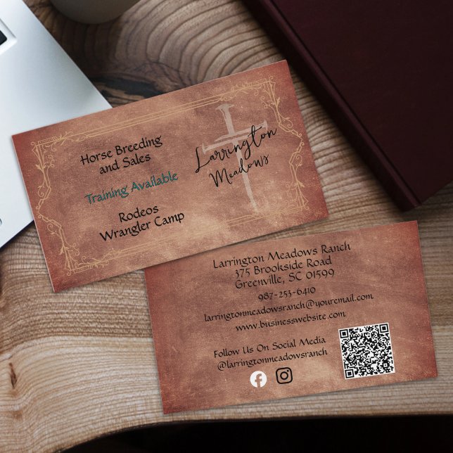 Elegant Horse Ranch Western Kor QR Code Business Visitkort (Skapare uppladdad)