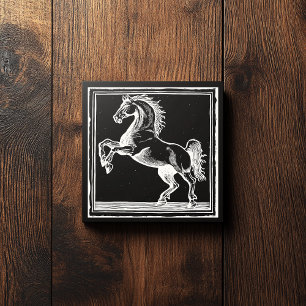 Elegant Horse Training Riding Black Equestrian Fyrkantigt Visitkort