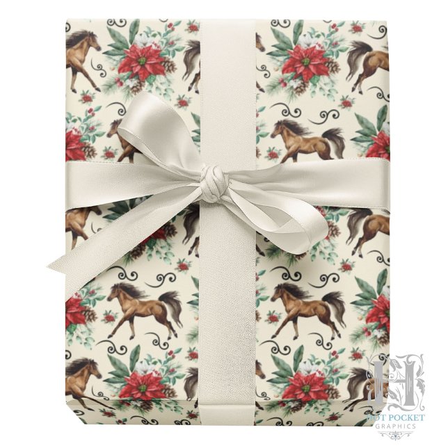 Elegant Horses Christmas Gift Wrapping Paper Cream Presentpapper (Skapare uppladdad)