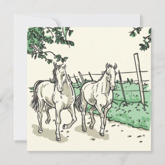 Elegant Horses Flat Holiday Card Julkort