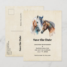 Elegant Horses Western Boho Bröllop spara datum Inbjudan Vykort
