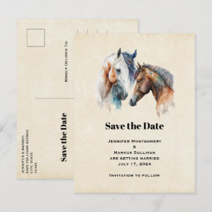 Elegant Horses Western Boho Bröllop spara datum Inbjudan Vykort