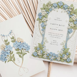Elegant Hortensia Art Nouveau Bröllop Inbjudningar