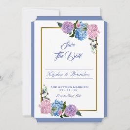 Elegant hortensia Save The Date-kort Inbjudningar