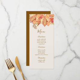 Elegant höst akvarell blad höst bröllop meny