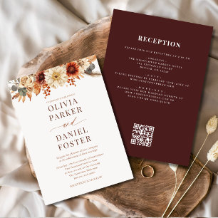 Elegant höst alla i ett QR-kodbröllop Inbjudningar
