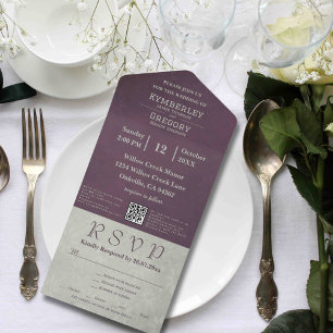 Elegant Höst Aubergine Salvia Grå QR-kod