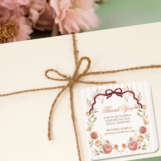 Elegant höst blommande tack för beställning fyrkantigt klistermärke