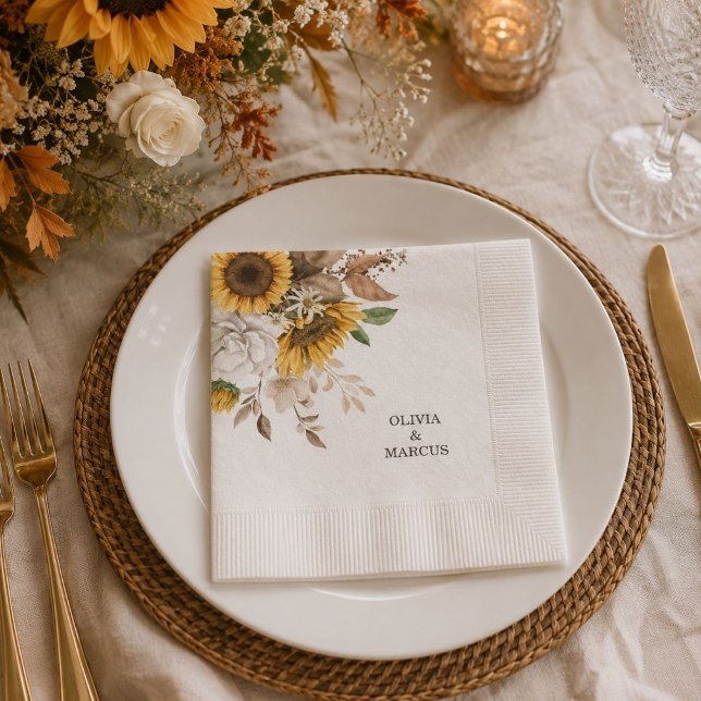 Elegant Höst Blommig Bröllop Pappersservett (Skapare uppladdad)