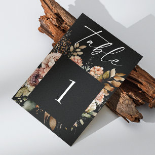 Elegant Höst Blommig Bröllop Svart Boho Romantis Bordsnummer