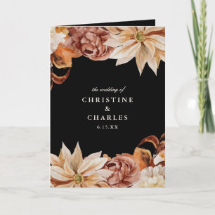 Elegant Höst Blommigt Watercolor Bröllop Ceremony Program