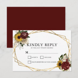 Elegant Höst Blommigtar och Geometric Ram Bröllop OSA Kort