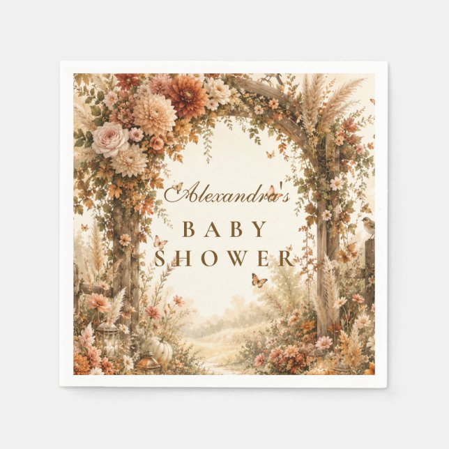 Elegant Höst Boho Bebis Shower Pappersservett (Framsidan)