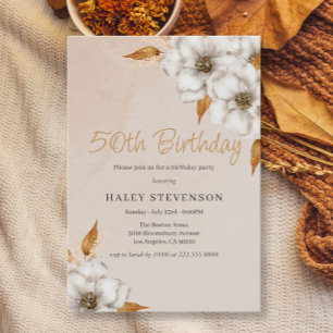 Elegant höst boho chic blomster 50-års fest inbjudningar