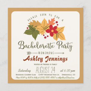 Elegant Höst löv & Berries Bachelorette Party Inbjudningar