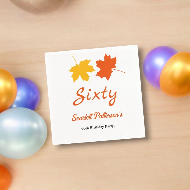 Elegant Höst löv Blommigt hösten 60 födelsedag Pappersservett (Skapare uppladdad)