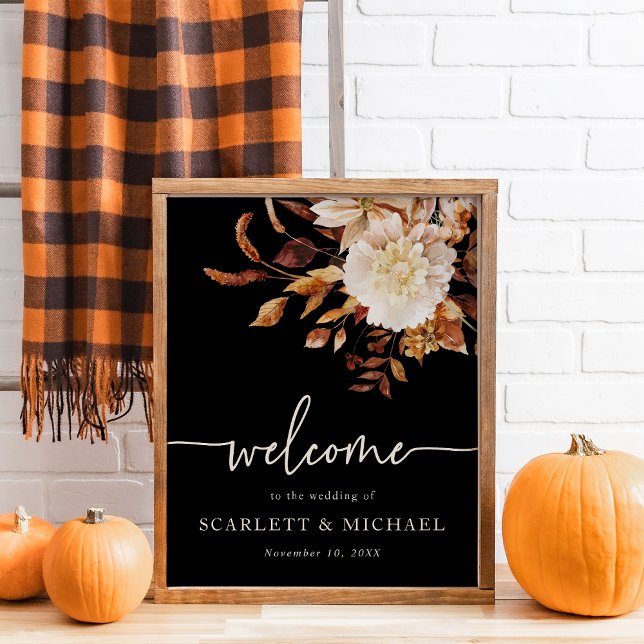 Elegant Höst löv Bröllop Poster (Elegant Fall Leaves Wedding Poster
)