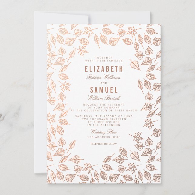 Elegant Höst löv Bröllopsbjudande Inbjudningar (Framsida)