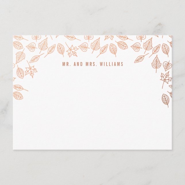 Elegant Höst löv Copper Anpassningsbar Stationery Anteckningskort (Framsida)