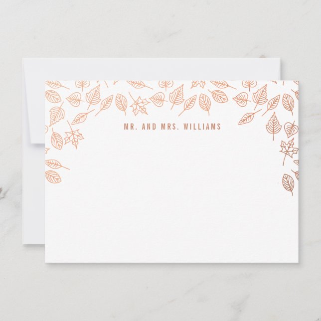 Elegant Höst löv Copper Anpassningsbar Stationery Anteckningskort (Framsida)