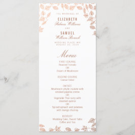 Elegant Höst löv Faux Copper Bröllop Menu Meny