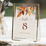 Elegant Höst löv hösten Bröllop Bordsnummer<br><div class="desc">Elegant Bröllop hösten i Höst löv har en vacker bukett av höst löv i rost,  gult,  guld,  senap,  brun och lila.</div>