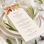 Elegant Höst löv hösten Bröllop Meny<br><div class="desc">Elegant Höst löv hösten Bröllop Menu har en vacker bukett av höst löv i rost,  gult,  guld,  senap,  brun och lila.</div>